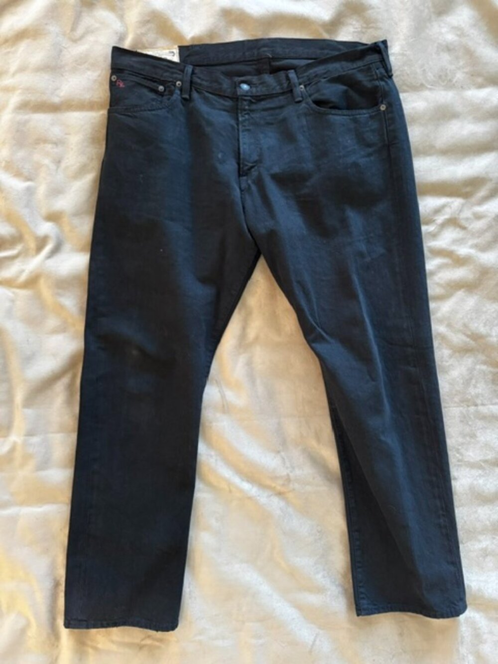 Polo Ralph Lauren Jeans Mens 38x30 Black Hampton Straight Dark Cotton Denim